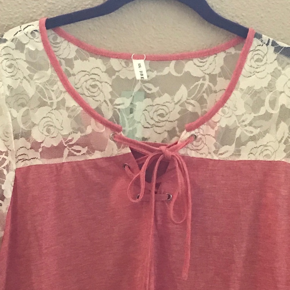 NWT Dressfo Pink & White Lace Top (Size XXL) - Picture 6 of 16